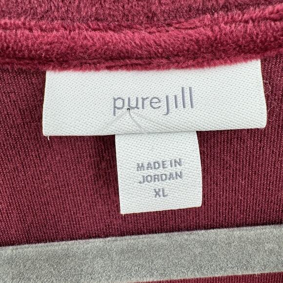 J. Jill purejill Velour Shift Dress Sz XL Burgundy Pockets Modest Mature Classic - Picture 8 of 12